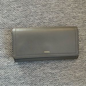 Gray Leather Fossil Wallet